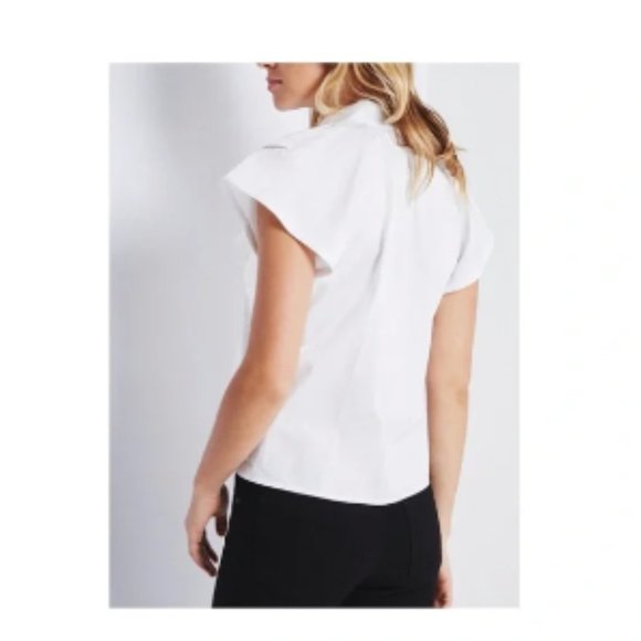 Adriano Goldschmeid white Marina Short-Sleeve Ruffled Top‎ - Picture 8 of 9